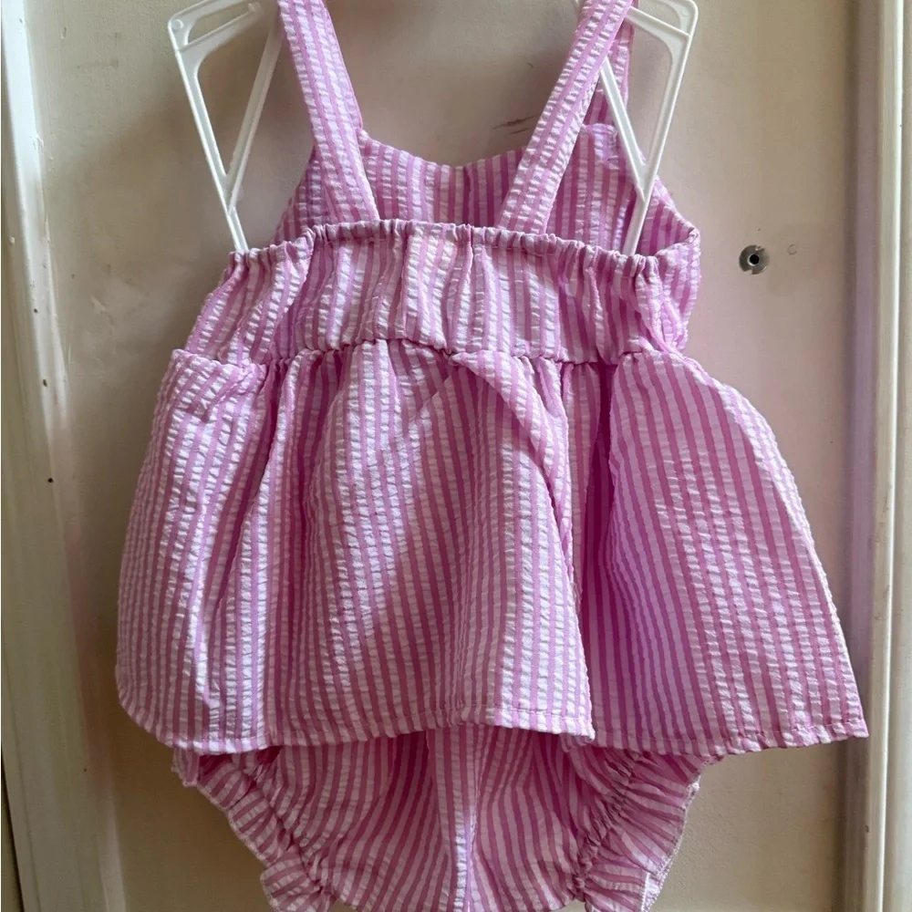 New Seersucker Bow Diaper Set